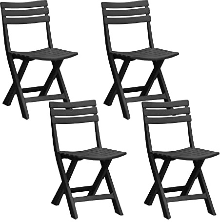 TIENDA EURASIA - Silla Plegable de Plástico, Color Antracita, Pack de 4 Sillas Plegables Ligeras con Respaldo, Resistentes, Ideal para Interior y Exterior
