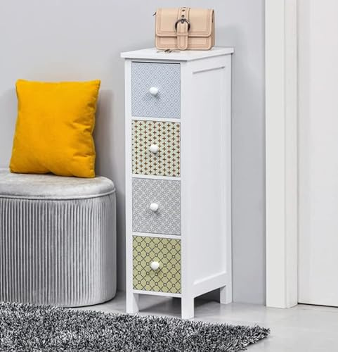 Narrow Chest Drawers Slim Side Cabinet White Shabby Chic Tall Narrow Apothecary Storage Unit Hallway Bathroom Bedroom Furniture Small Sideboard