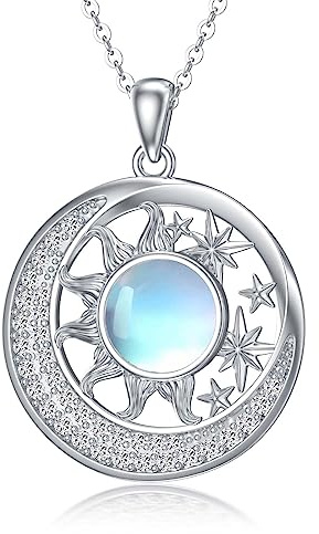 YAFEINI Mondstein Halskette Sterling Silber Filigran Teardrop Mondstein Anhänger Schmuck für Frauen