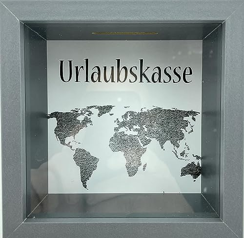 Geschenkidee Spardose Urlaub Urlaubskasse Geldgeschenk Urlaubskasse Geschenk zum Geburtstag Hochzeit Jubiläum Grau