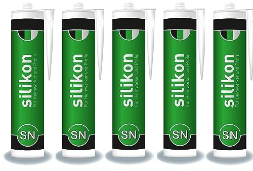 Bau- & Fenster-Silikon 310 ml Kartusche weiß, Innen/Aussenbereich, Dichtstoff für Anschluss- und Dehnungsfugen, wasserdicht, UV- und witterungsbeständig (5)