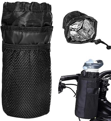 Borse Da Manubrio Per Bici Portabottiglie Per Biciclette Borsa Da Manubrio Porta Borraccia Termico Porta Borraccia Bici Borsa Termica Per Bottiglie Per Bici, Strada, Montagna (Nero)