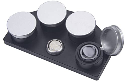 ZEZEFUFU Support pour huilier noir avec 4 récipients en céramique remplaçables pour réparation de montres d'horloger