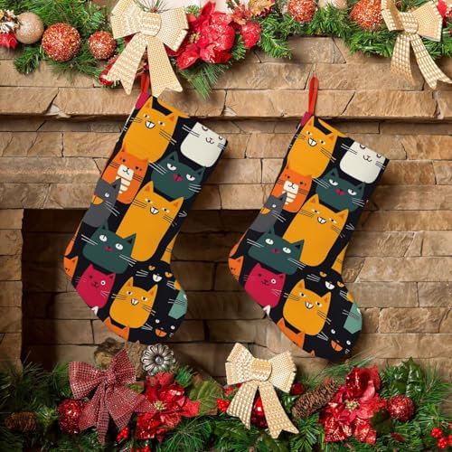 LZQPOEAS 45,7 cm Weihnachtsstrümpfe, personalisierter Weihnachtsstrumpf für Urlaub, Tier, Katze, Weihnachtsstrümpfe, Weihnachtsstrümpfe für Weihnachtsdekoration, Weihnachtsdekoration, Strümpfe für