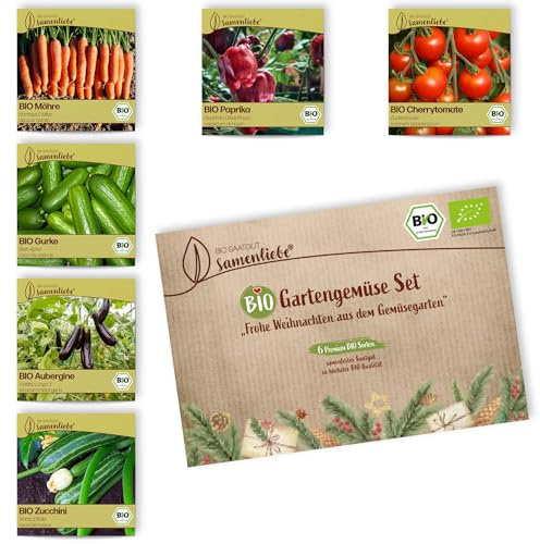 BIO Gemüse Samen Set: 6 Sorten samenfeste BIO Gemüsesamen mit Paprika Samen - Tomaten Samen - BIO Saatgut Set als nachhaltiges Geschenk von Samenliebe