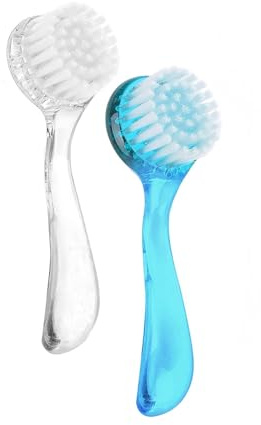 2 Pcs Face Brushes for Cleansing Set Small Manual Exfoliating Brushes for Cleaning Face Spa & Makeup Removal Charcoal Infused Scrubbing Brushes Ideal for Exfoliation & Skincare Blue Clear