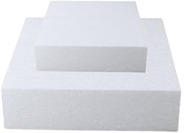 Basi quadrate in polistirolo (2 pezzi) per cake design e decorazioni creative. Misure 30x30xH20 Cm, 20x20xH20 Cm