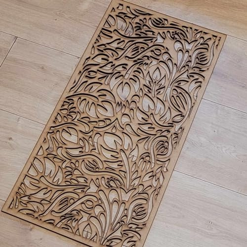 floral booker Trellis Grate Radiator Cabinet wall Decorative Screening-grille- Perforated MDF panel (600x300mm) 0142 (6mm thick Primed White)