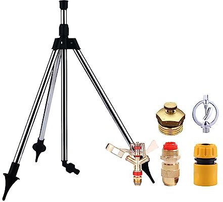 Naqqios Gartensprinkler mit Stativ, Stativ mit Sprinklerhalterung, Gartenstativ, 360° drehbar, Teleskop-Wassersprenger mit Langer Lebensdauer