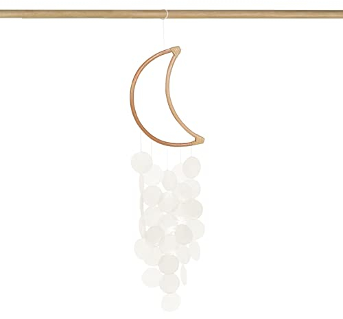 Äolische Glocken, Mondwindspiel | Elegante Mond-Windglocke, niedliches Windspiel aus Holz for Zuhause, Garten, Dekoration, drinnen und draußen (weiß)
