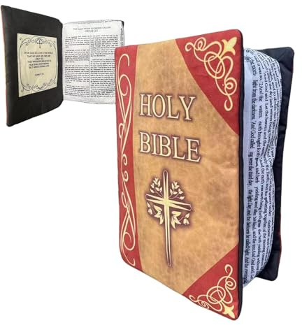 Teksome Oreiller biblique – Oreiller de Livre de la Sainte, Coussins de Livre de la, Peluches ouvrantes avec versets de la pour Enfant et Adultes