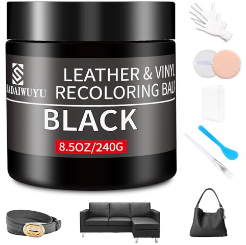 240g Lederpflege Auto,Leder Reparatur Set Tiefschwarz,Flüssigleder,Lederfarbe,Kunstleder Reparaturset zum Reparieren von Sofas,Vinylmöbeln,Autositz,Lederschuhen,Sattel bei Verblassen und Kratzern