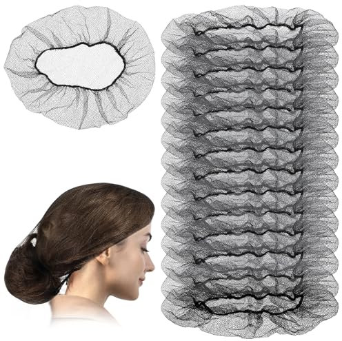 50 Pack Black Hair Nets Nylon Hair Nets for Food Service Workers Elastic Mesh Hair Net for Hair Bun Hairnets for Dancing Sleeping Invisible Hair Nets for Women Men