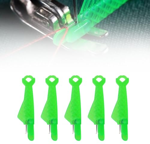Einfädelhilfe für Nähnadeln,Nadeleinfädler,Nähmaschinen Zubehör Kunststoff Nähnadeln Einfädler, Automatischer Einfädler Nadel Threading Tool für Handnähen (Grün, 5 Pcs)
