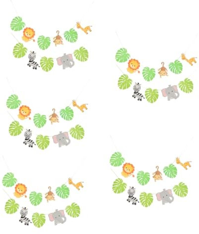 OFFSCH 5sätze Tierisches Design Geburtstagsbanner Von Fröhlichen Party-dekorationen Für Kindergeburtstage Für Tier Und Naturmottopartys