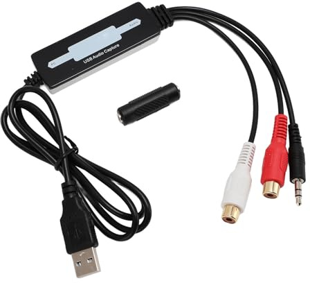 USB 2.0 Audio Capture Card for CD Cassette Tapes to Digital MP3 Converter, with L/R 3.5mm Input, Audio Grabber for 2000, Vista, 7