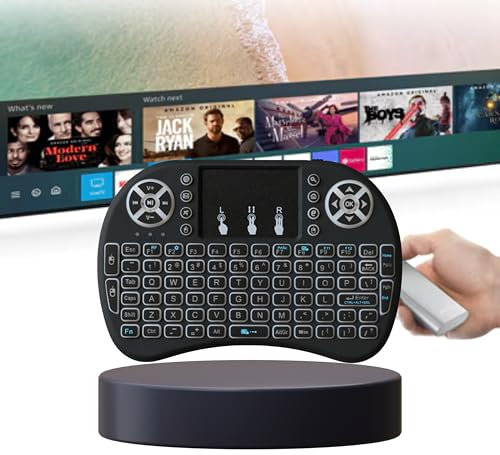 EKLAT Mini Clavier sans Fil Rétroéclairé 2.4GHz avec Touchpad Intégré – Clavier Portable AZERTY pour Android TV Box, PC, Smart TV – Rétroéclairage 3 Couleurs – Noir