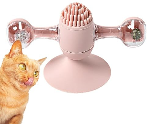 Moulin à vent pour chat - Jouet interactif pour chat - Moulin à vent - Jouet d'exercice à mâcher pour chat - Jouet interactif avec dents dentelées et boule moyenne pour montage mural