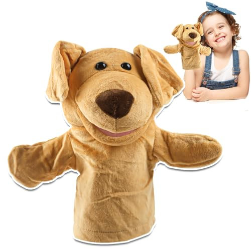 TIVUNORON Welpen Handpuppe, Tierhandpuppen für Kinder, Familien Handpuppe Spielzeug mit Beweglichem Offenem Mund, Für Kindergarten Fantasievoll Lehren, Gute-Nacht-Geschichten, Kleinkinder Geschenke