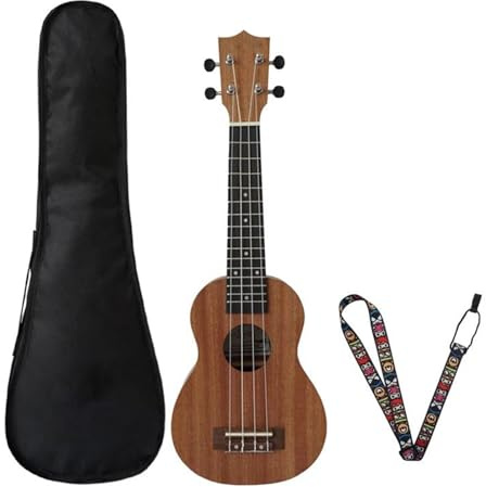 Mahagoni Sopran Ukulele Gitarre 4 Saiten Hawaii Ukelele Musikinstrumente Geschenk Mit Tasche Und Gurt 21 Zoll(3/4)