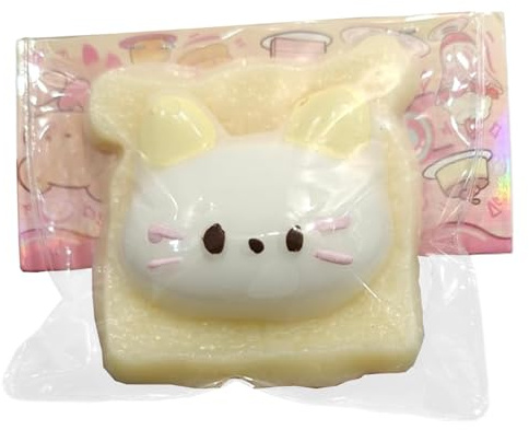 Stressbälle, süßer Katzentoast, 8,6 x 8,1 x 3,0 cm, Quetschbälle, Stressspielzeug aus weichem Gummi, Stressabbau-Spielzeug, abnehmbarer, langsam aufsteigender Stressball für Kinder und Erwachsene, Ges