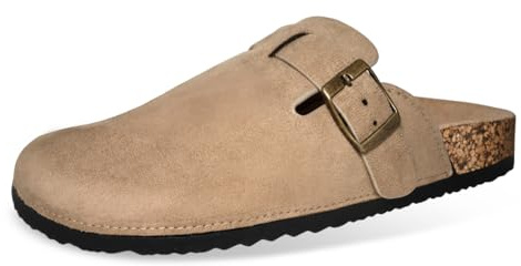 Micifuzz Zuecos Mujer Semicerrados con Hebilla Ajustable, Zapatillas con Plantilla de Corcho Suave, Sandalias Cómodas (Marron Claro, Adulto, Mujer, 40, Números, Sistema tallas calzado EU, mediano)