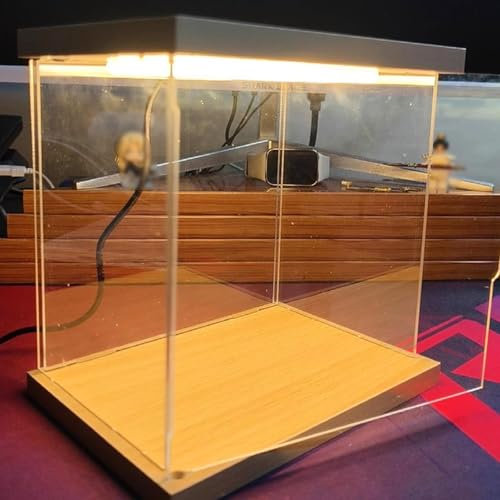 WhamtL Acryl Vitrine Transparente Acrylvitrine für Tisch und Theke, Stapelbare, Beleuchtete Schaukastenvitrine, Acrylvitrine in Verschiedenen Größen zur Selbstmontage(35x35x20cm(14x14x8in))