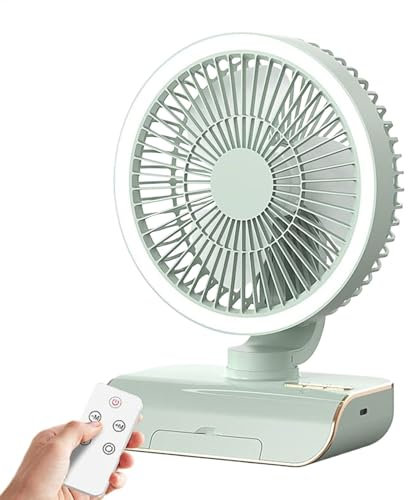 Ventilador de mesa oscilante, ventilador portátil - 5 velocidades Ventiladores pequeños para viajar con control remoto | Suministros de viajes recargables de 2000mAh, enfriador de aire para hombres, m