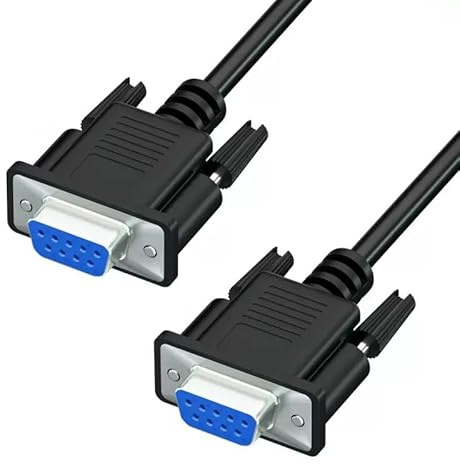 Hanprmeee DB9 RS232 Serial Cable, Female to Female Null Modem Cord Simple Cross TX RX line Crossover for Computer Switch Router Data Communication 1M (0.5M)