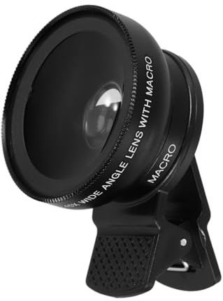 CHICAMPERA Objectif pour Smartphone Noir Grand Angle et Macro Clip Portable en Alliage D'aluminium et Verre Optique pour Photographie Mobile