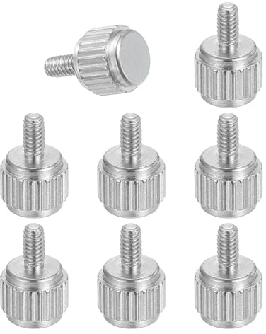 sourcing map Messschieberschrauben, M2 x 4 mm, Edelstahl, Flachkopf-Rändelschrauben, metrisch, gerändelt, Rundkopfschrauben, Griffknöpfe, handfest, Gewindebefestigungen für Messwerkzeug, 8 Stück