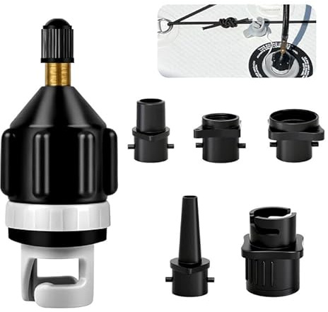 Veftsvy Schlauchboot Ventiladapter Luftpumpenkonverter, SUP-Pumpenadapter, Adapter Sup Pumpe mit 4 Stück Gasdüse, für Paddelboard Schlauchboot, SUP Board, Aufblasbarer Schwimmring