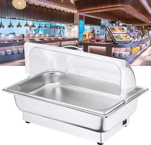 Scaldavivande elettrico in acciaio inox – 9L e 13L Commercial Buffet Scaldavivande con coperchio, temperatura regolabile per catering e feste, ideale per mantenere il cibo caldo
