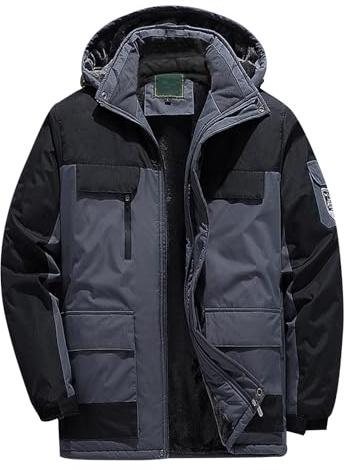 Generisch Winterjacke Herren-Herren Übergröße Wintermantel Skijacke Warme Wolljacke Outdoor Wanderanzug 5XL 9XL (Grey, 8XL)