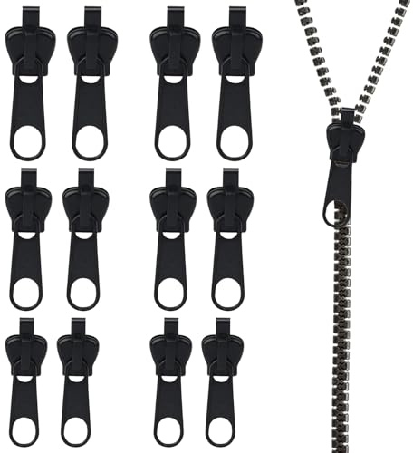 Vbxvsa 12 Teile ReißVerschluss Ersatzteile, ReißVerschluss Reparatur Kit In 3 GrößEn für Universelle ReißVerschlussersetzungen für Kleidung, Jacken, Taschen und RucksäCke (Schwarz)