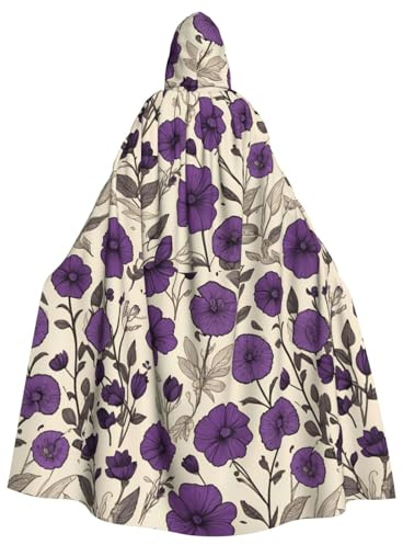WHJDPP Belle cape à capuche avec nœud papillon imprimé fleurs flottantes pour Halloween, fête costumée, cosplay