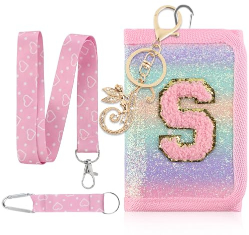 GmeDhc Barns nackficka, barnplånbok flickor rosa bokstäver A-Ö, trefaldig plånbok med nyckelring, plånbok för upphängning, skolkonfyllning, present till flickor, S, 12*8*2.5CM, Modern