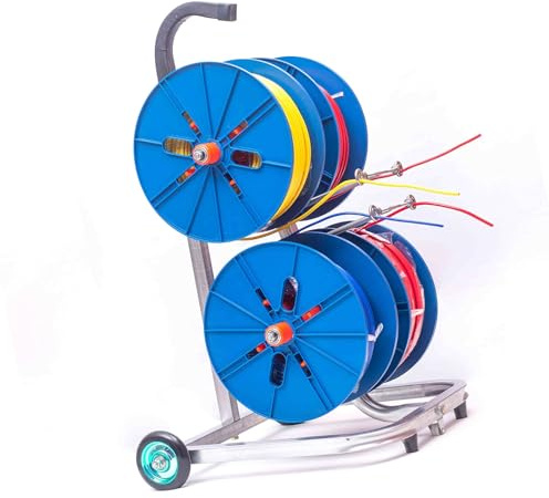 Generisch Robuster Kabeltrommelhalter mit Handbedienung und Abroller für Werkstatt und Baustelle, 45 x 45 x 81 cm, ideal für effizientes Kabelmanagement