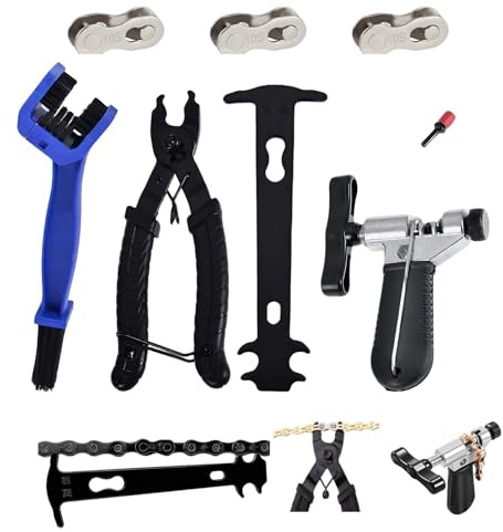 Rthynti 7pcs Bike Chain Tool, Chain Link Removal Tool, with Quick Link Pliers Chain Breaker Cleaning Brush Chain Tool Suit for 6-12 Speed Chain