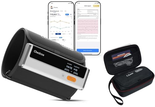 CheckMe Armfit Plus Blutdruckmessgerät Oberarm mit EKG+Reiseetui, 30S Messung von Blutdruck und EKG, App für Android/iOS