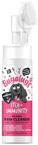 Bugalugs Itch & Immunity Paw Cleaner Sensitive Skin - Professional Pet Grooming for Smelly Puppies and dogs with Probiotics (Paw Cleaner 200ml)