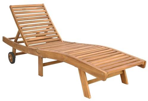 vidaXL Lettino Marrone Legno di Teak Massiccio Esperienza di relax all'aperto, lettino moderno, Sedia ergonomica, Mobili da giardino impilabili