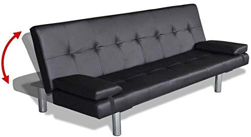 Bagno Italia Divano letto moderno 3 posti ecopelle reclinabile nero soggiorno sofa modello jenny I