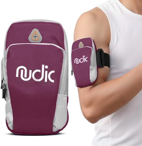 Nudic Running Armband – Secure Waterproof Bounce-Free running Phone Holder for iPhone 17 16 15 Pro Max & Samsung S25 Ultra | Adjustable Workout Pouch for Gym & Outdoor Sports | Fits Phones up to 6.9