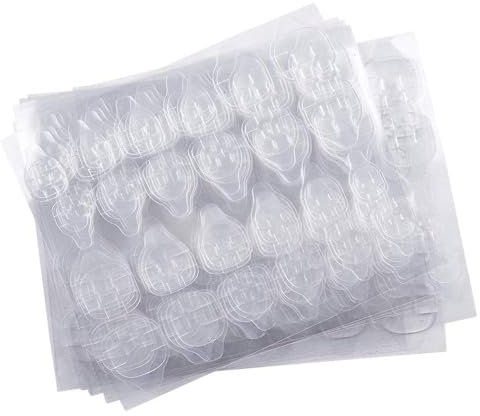 Kalolary 10 Fogli Adesivo Colla per Unghie a Doppio Lato, Colla Gelatina Nastro Adesivo Linguette Colla per Unghie Flessibile Trasparente Unghie Finte Consigli per Manicure (240 Pezzi)