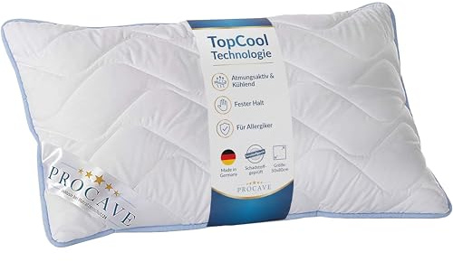 PROCAVE TopCool Kopfkissen Kochfest 50x80 cm, Qualitäts-Stepp-Kissen, Atmungsaktives Allergiker, Winter- und Sommer-Kissen 100% Aus Deutschland
