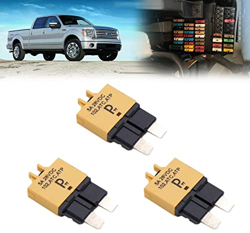 parts PTT T3 Manuell rückstellbarer Sicherungsautomat 5A ATC/ATO 32VDC Schutz für Auto, LKW, Boot, Wohnmobil – Typ 3 Pack