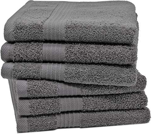 ZOLLNER 6er Set Handtücher aus 100% Baumwolle, 550 g/qm, ca. 50x70 cm, grau