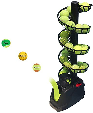 hzexun Macchina per Palline da Tennis Leggera - Lancio da Tennis Con Collegamento/Batterie per 30 Palle