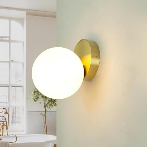 Licht-Erlebnisse Badleuchte Wand IP44 aus Metall Glasschirm in Kugelform G9 Leuchtmittel fürs Badezimmer Spiegellampe Wandlampe Wandleuchte Innen Badlampe